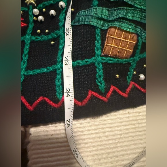 Vintage Festive Black Cardigan with Snowman Design 2X - Picture 7 of 9